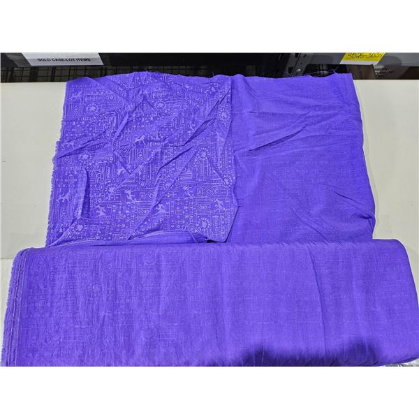 Silk Fabric Roll with Purple Embossed Geometric Pattern