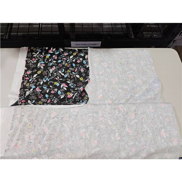 Floral Pattern Textile Yardage in Black with Multicolor Design