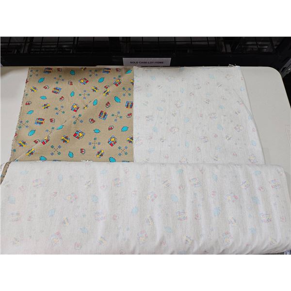 Three Fabric Panels with Cartoon Patterns