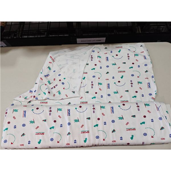 Sports-Themed Fabric with Multicolor Icons