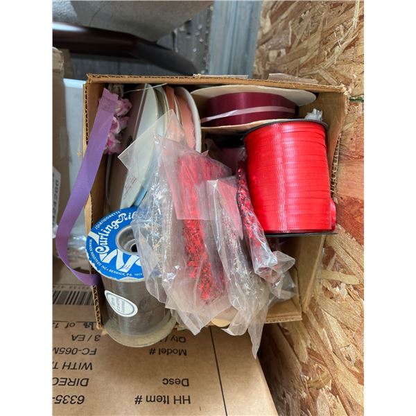 Spools of Decorative Ribbon and String in Mixed Sizes and Colors