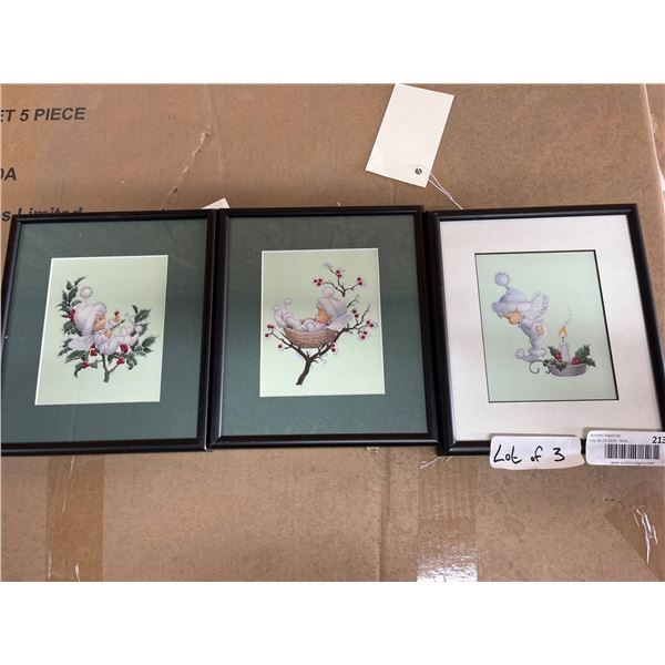 3 Framed Illustrations Depicting Various Scenes