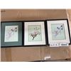 Image 1 : 3 Framed Art Pieces Featuring Nature-Themed Designs