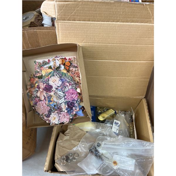 Crafting Supplies Including Die-Cuts, Buttons, and Ribbons