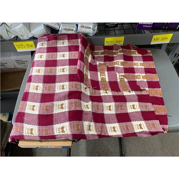 Fabric Roll With Teddy Bear Pattern and Plaid Design,