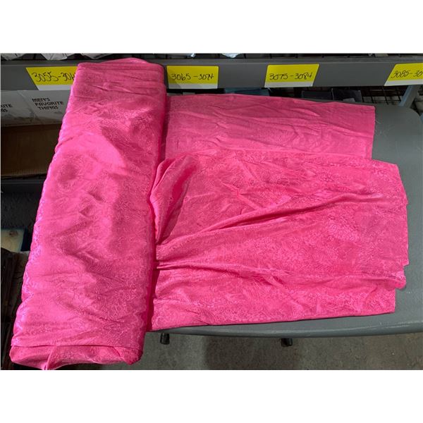 Roll of Pink Glitter Fabric with Floral Design