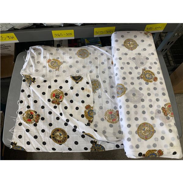 Polka Dot and Crest Printed Fabric Roll