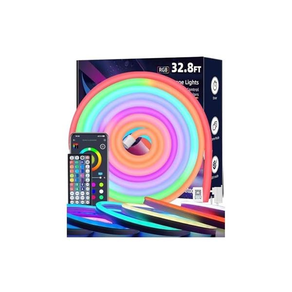 Keepsmile 32.8ft LED Neon Rope Lights With RGB and Remote Control