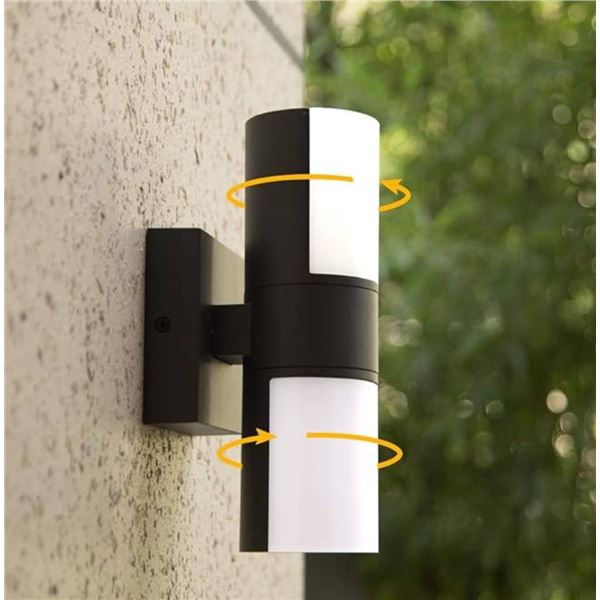 LUTEC Outdoor LED Cylinder Sconce with Two-Way Lighting, 3000K, 11W