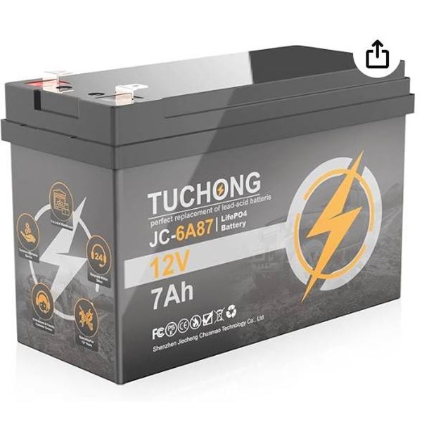 Lithium Battery, Upgrade 12V 7Ah LiFePO4 Battery, Up to 5000+ Cycle Times and 10-Year Lifetime, Rech