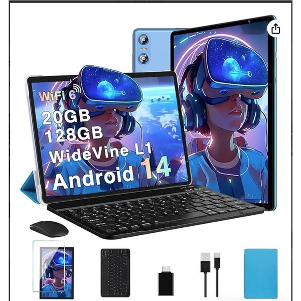 Biegedy B22 10 Inch Android 14 Tablet, 20GB RAM + 128GB ROM