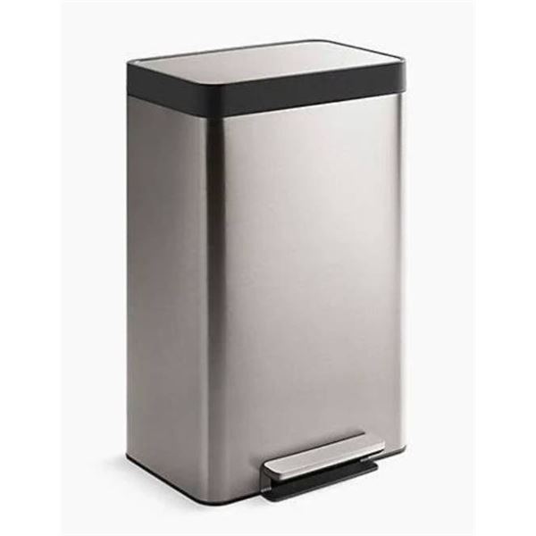 Kohler 47L 13-Gallon Stainless Steel Step Trash Can with Slow-Close Lid