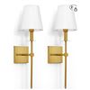 Image 1 : KARTOOSH Wall Sconces Set of 2, Hardwired Gold Sconces Wall Lighting, Dimmable Indoor Metal Slim Lig