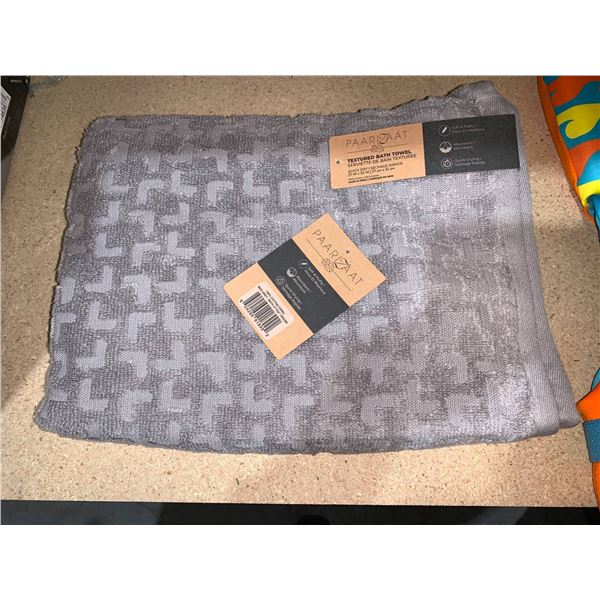Paarizaat Textured Gray 2 Bath and 2 Hand Towels and 2 Face Cloths– Quick Dry, 6 Pieces