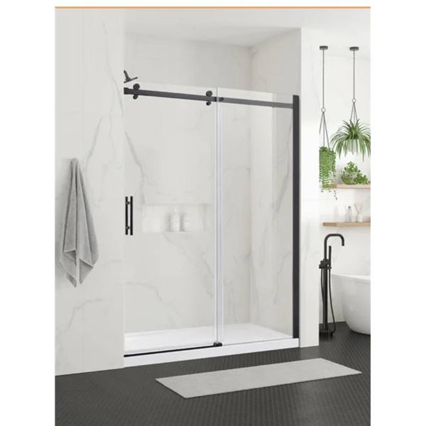 Ove Elias Shower Door and Base Kit with Matte Black Hardware