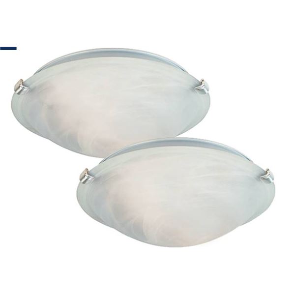 VALU+ 2-Pack 12-In Brushed Nickel Contemporary Incandescent Flushmounts