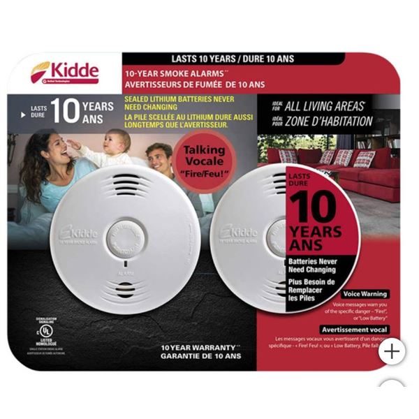 Kidde 10-Year Battery Worry-Free Talking Smoke Alarm2- Pack