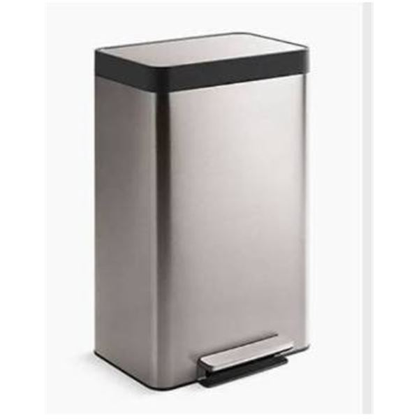 Kohler 47L 13-Gallon Stainless Steel Step Trash Can with Slow-Close Lid