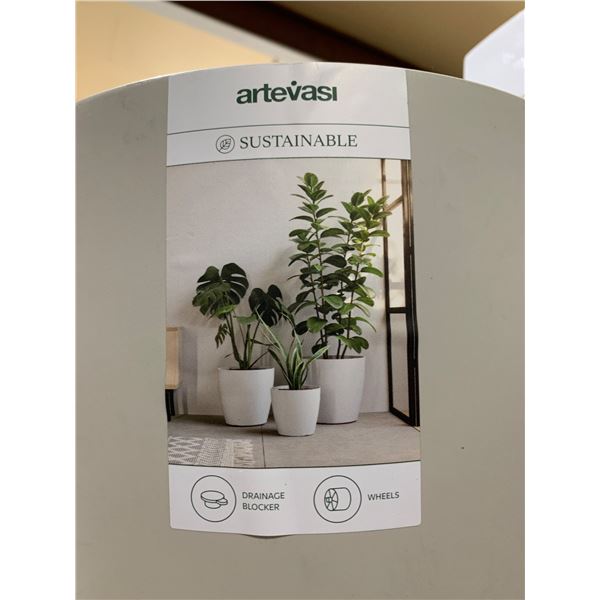 ArteVasi San Remo Mate Light Grey Pot 30cm with Drainage Blocker and Wheels 1 Pot Only