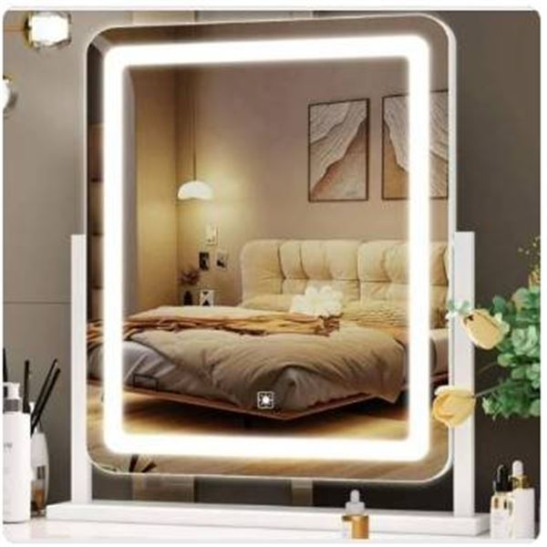 LED Lighted Makeup Mirror with Smart Touch and 360-Degree Rotation