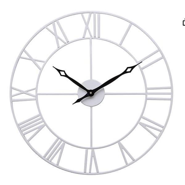 Large Wall Clock, 24″ Round Oversized Ancient Roman Numeral Style Home Décor Analog Metal C