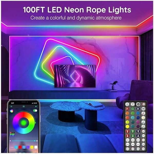 Ailbton 100 Foot LED Strip Light with Remote Control and Music Sync