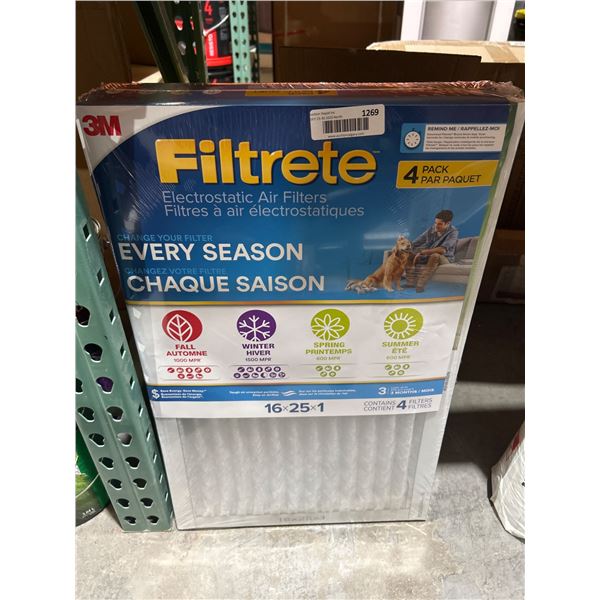 3M Filtrete Electrostatic Air Filters, 16x25x1, 4-Pack