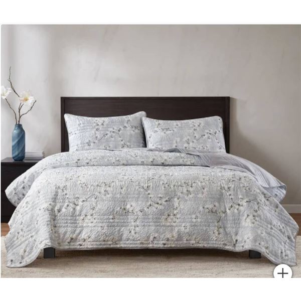 Natori 3-Piece Quilt Set, Queen Gray