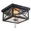 Image 1 : OUPAVOCS Outdoor Ceiling Light with Motion Sensor, Black Flush Mount Farm House Porch Light Ceiling 