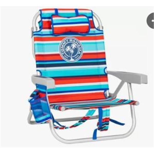 Tommy Bahama Backpack Chair With Striped Design and Storage Features