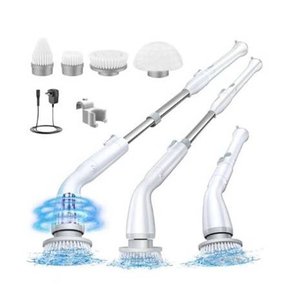 LABIGO Electric Spin Scrubber LA1 Pro, Cordless Cleaning Brush With 4 Replaceable Brush Heads and Ex