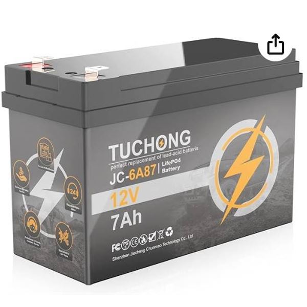 Lithium Battery, Upgrade 12V 7Ah LiFePO4 Battery, Up to 5000+ Cycle Times and 10-Year Lifetime, Rech