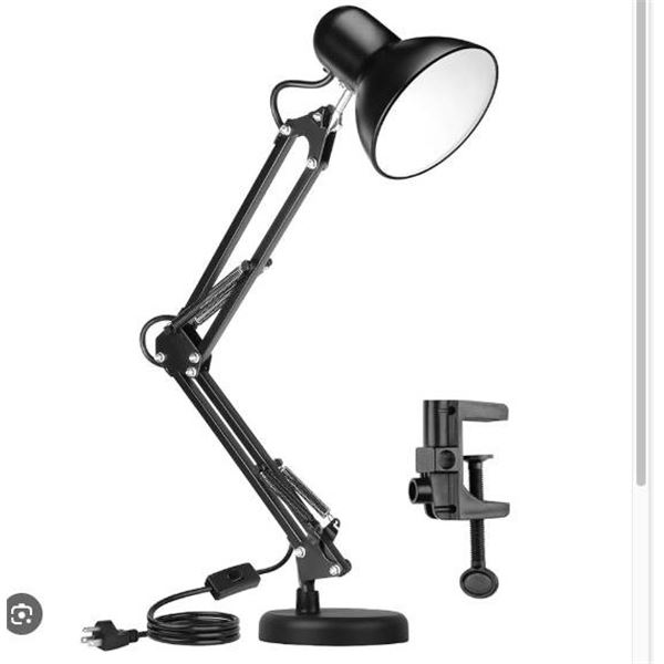 AmeriTop AT-301 Metal Swing Arm Desk Lamp, Black