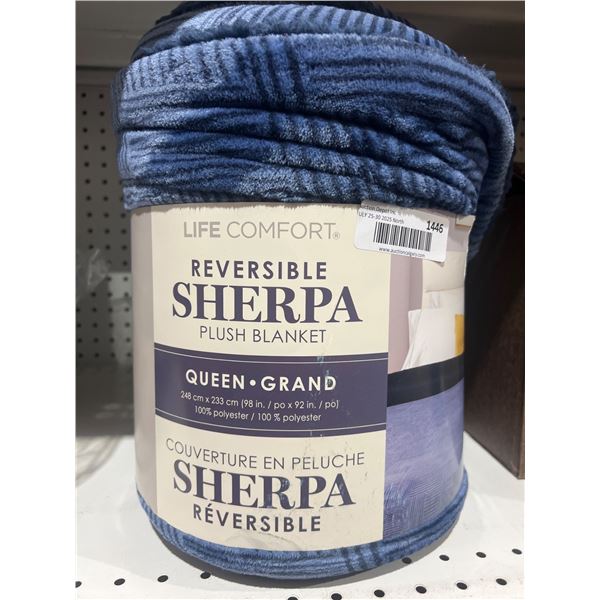 Life Comfort Reversible Sherpa Plush Blanket Queen Size