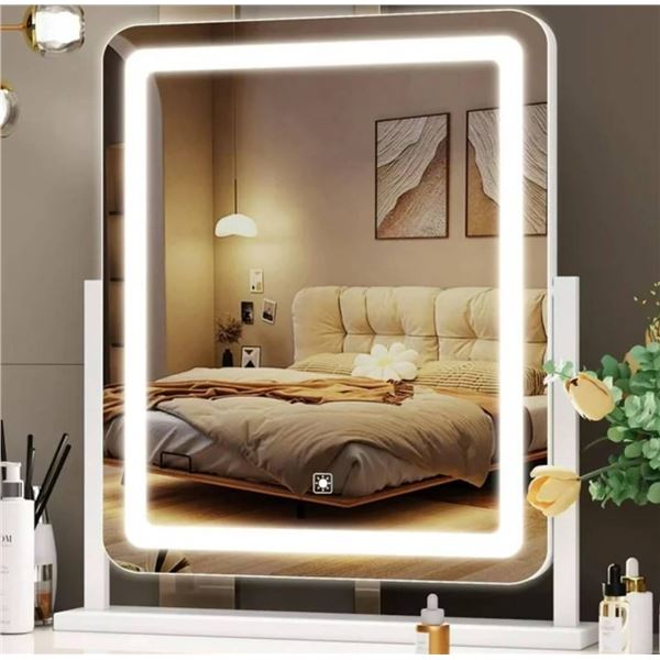 LED Lighted Makeup Vanity Mirror With 360-Degree Rotation – White