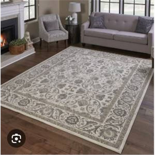 Area Rug Featuring Neutral and Blue Pattern Design Aprox 6×9