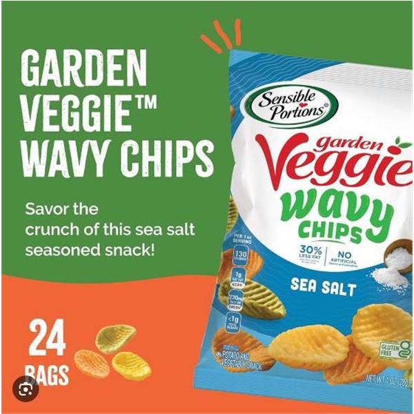 Garden Veggie Wavy Chips – Sea Salt – 9 Units – 142g each