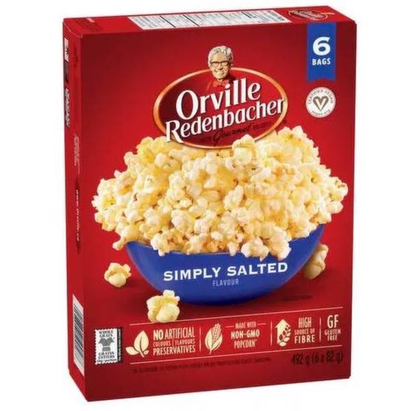 Orville Redenbacher Simply Salted Popcorn, 6 Bags, 492g