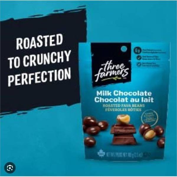 Three Farmers Milk Chocolate Roasted Fava Beans 6x100g (Product Code: 111.2)