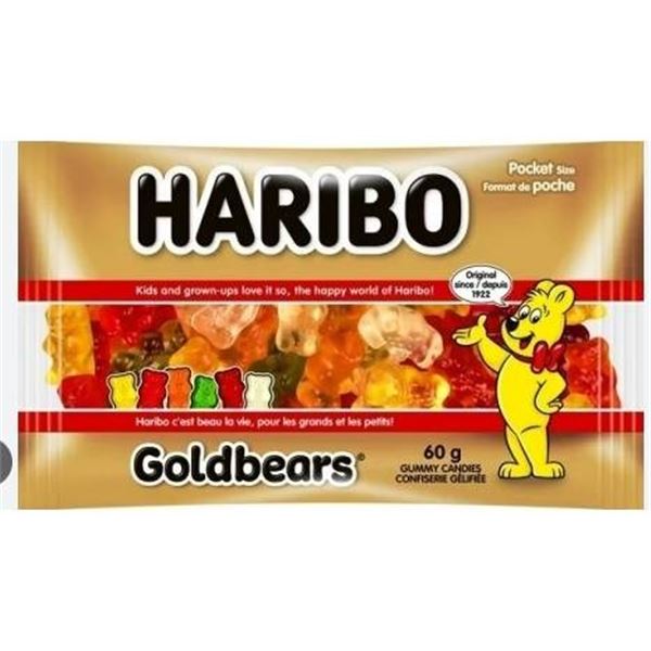 Haribo Goldbears Gummy Candy 60g Pack – Lot of 18 Bags