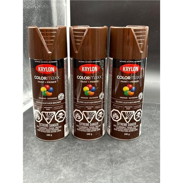 Krylon Colormaxx Paint + Primer Gloss Leather Brown 340g, Set of 3