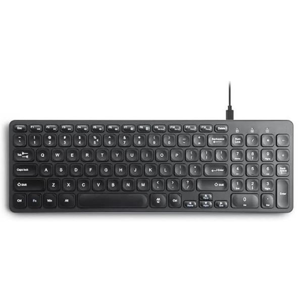 Perixx PERIBOARD-215B US, Wired Keyboard – Ultra Slim Scissor Keys – 2 Built-in US