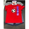 Image 1 : Pekkle 4-Piece Toddler Set,  Graphic Shirt and Shorts, 24M