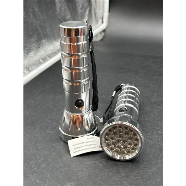 Lot of Two Handheld LED Flashlights with Metallic Finish
