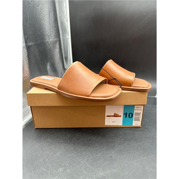 Steve Madden Ladies Brown Leather Slide Sandals, Size 10