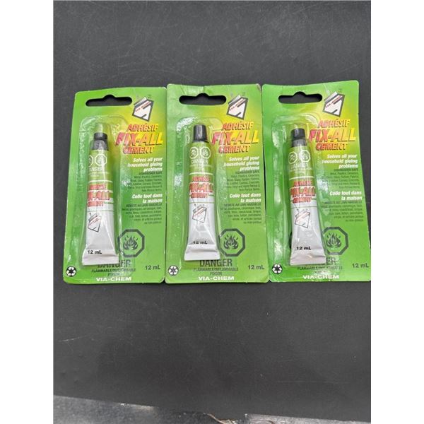Lot of 3 Adhesif Fix-All Cement, 12 mL Tubes