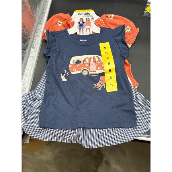 Pekkle Kids’ 4pc Clothing Set With Short-Sleeve Tops and Shorts
