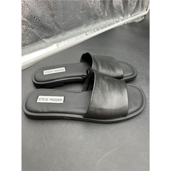Steve Madden Women’s Slide Sandals, Size 7M, Leather Upper Black