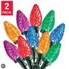 Image 1 : Sylvania Stay-Lit 2 Sets of 50 LED C9 Multicolor Lights