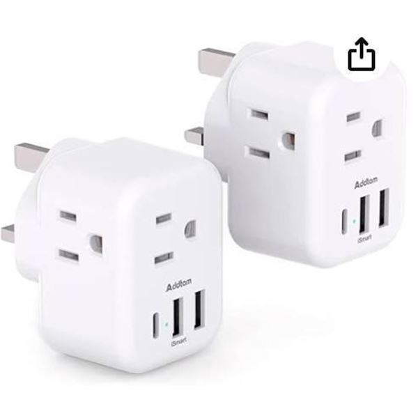 Addtam 2-Pack Wall Plug Adapter with USB Ports and Outlet Expansion